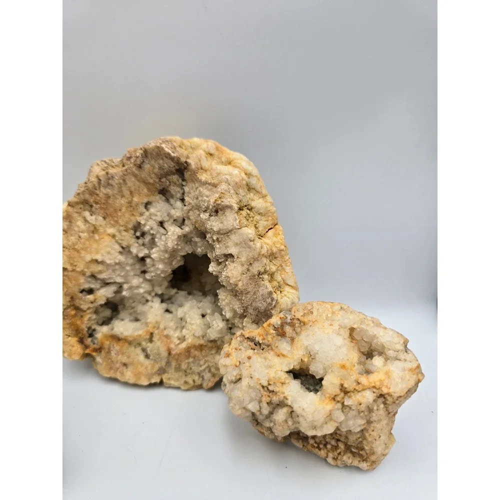 Natural Quartz‎ Geode Crystal Lot 6pc Tan White Good Raw Mineral Specimen